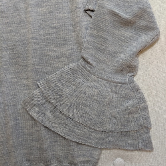J. Crew 100% Cashmere Ruffle-Sleeve Sweater Large - Picture 2 of 6
